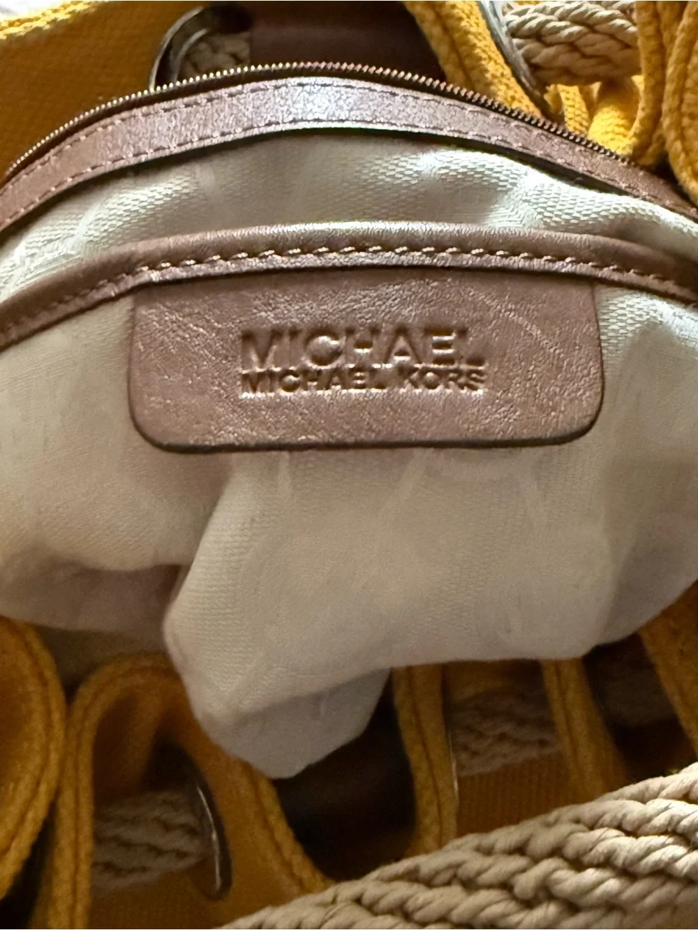 Michael Kors Bright Yellow Canvas Drawstring Shoulder Bag